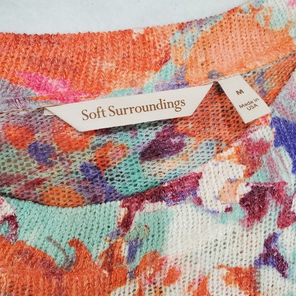 Soft Surroundings Late Bloom Floral Top Medium Watercolor Artsy Fall Teacher - Picture 6 of 11